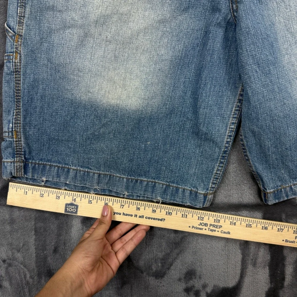 Builtright Denim Carpenter Shorts Mens 36 Blue Sandblasted Utility Workwear